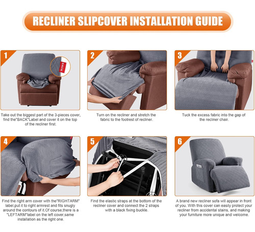 Funda Elástica Para Silla Reclinable Gris Oscuro