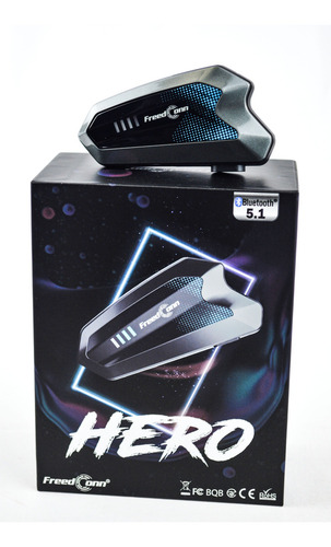 Intercomunicador Freedconn Hero Para Casco Motociclista Bluetooth 5.1 + EDR, Color Negro, Conectividad Con 6 Bikers, Comparte Música, Compatibilidad Con Otras Marcas