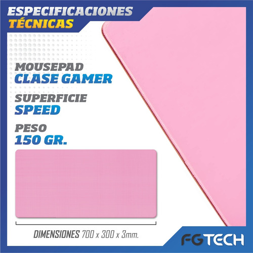 Mouse Pad Gamer 70x30 Antideslizante Bordes Cosidos Lavable