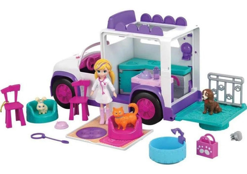 Boneca Polly Pocket Hospital Móvel Dos Bichinhos - Mattel