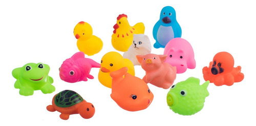 13 Piezas De Plástico Suave Animales Juguetes Sonido Baño Ju