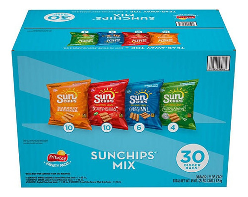Sunchips Pack Variado, Papas De Grano Integral -pack 30 Pzs
