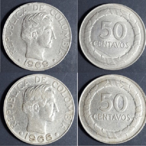 4 Monedas De 10 Cent 1945,66 / 50 Cent 1968,69