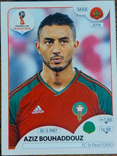 Lámina Álbum Mudial Rusia 2018 Aziz Bouhaddouz #170