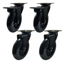 Comprar 2 S\u002Ffreio + 2 C\u002Ffreio Rodinha Rodízio Anti Risco 100mm Rodas Preto