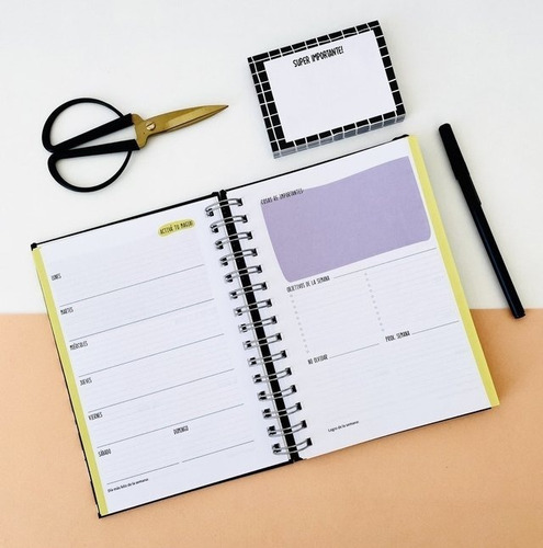 Imagen 4 de 6 de Agenda Planner Perpetua Semanal Anillada Tapa Dura 184 Hojas
