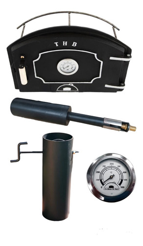 Puerta Horno De Barro + Chimenea + Lanzallamas Kit Completo