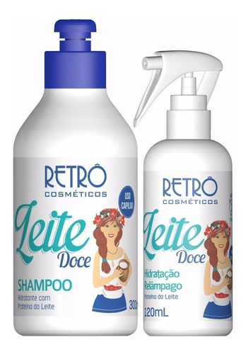 Retrô Cosméticos Leite Doce Shampoo+ Hidratação Relâmpago 