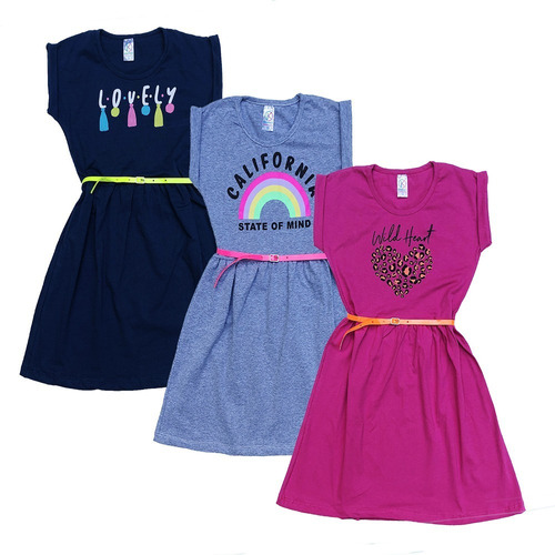 Roupa Infantil Kit 3 Vestidos Verão Feminino Menina Barato | Parcelamento  sem juros
