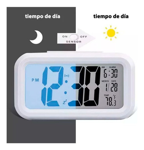 Reloj Despertador Digital Luz Lcd Temperatura Fecha