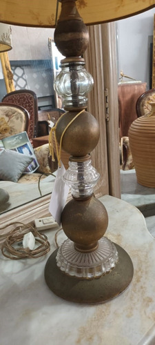 Velador De Estilo Con Pantalla Dorado Oscuro Beige (Usado)
