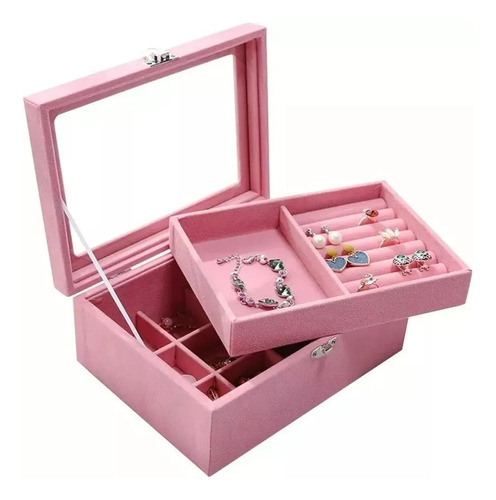 Organizador Joyero 2 Niveles Para Pulseras Y Aretes, Rosado