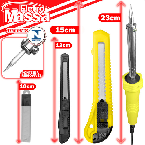 Ferro De Soldar 40w Elétrico 220v Profissional Com Kit Estilete Emborrachado 10 Laminas