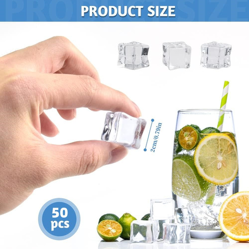 Pacote De 50 Gelo Falso, Cubos De Gelo Falsos Transparentes,