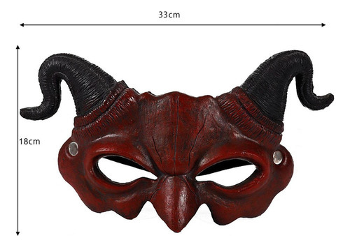 Disfraz De Máscara De Diablo De Cuerno Novedad Fiesta Rojo