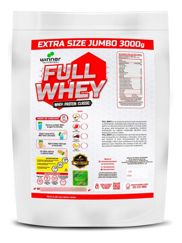 Winner Nutrition-full Whey 3kg - Proteína De Suero De Leche