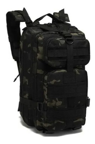 Mochila Tática Militar Impermeável Reforçada Grande 30litros Cor Preto/verde camuflado