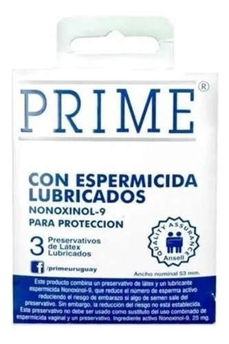 Preservativos Prime® Espermicida X 3 Unidades