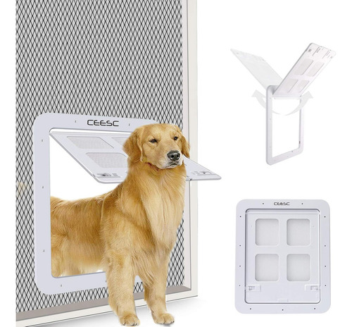 Puerta Mosquitera Para Perros C/solapa Magnetica Large Blanc