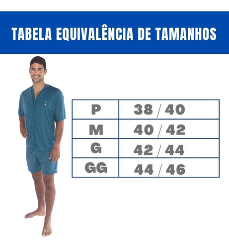 Imagem 2 de 5 de Pijama Meia Manga Curta Aberto Botão Short Adulto Masculino
