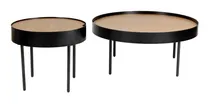 Comprar Set De Mesas De Centro En Madera Y Acero Diseño Minimalista