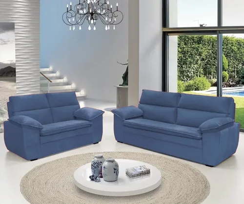 Sillón Premium LG Amoblamientos 2 Cuerpos Tela Azul