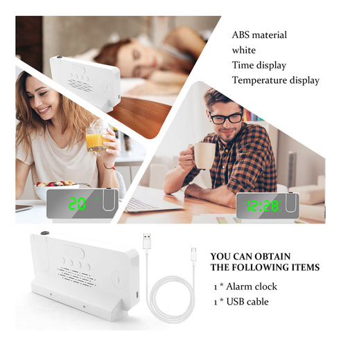 Fweaad Reloj Despertador Led De Proyección Digital De Mesa.