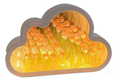 Luz Nocturna Con Espejo De Tulipán De Nube Para Dormitorio