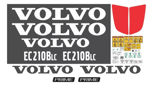 Kit Escavadeira Volvo Ec210blc Prime Completo Adesivos Ec210