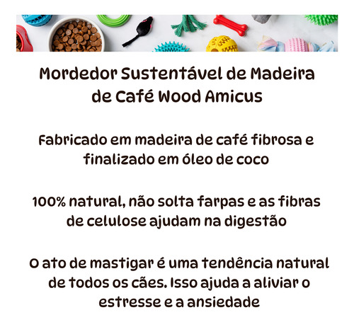 Kit 2 Mordedor Sustentável De Madeira Wood Amicus - M 20 Cm