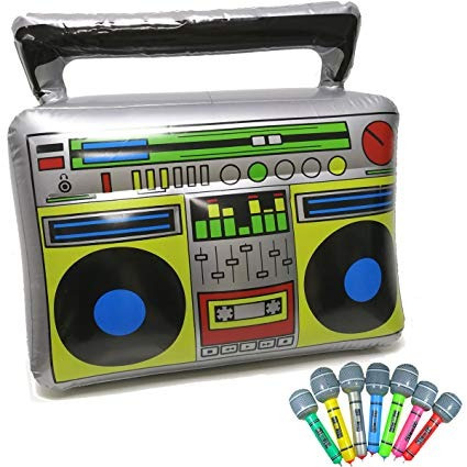 Boom Box Inflable - 18  Radio Pvc + 2 Micrófonos Para Las De