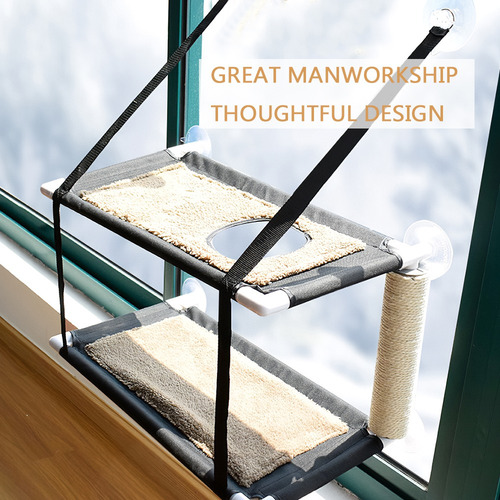 Imagen 5 de 6 de Gato Window Perca Hamaca Cama Doble Pisos Ventana Succión