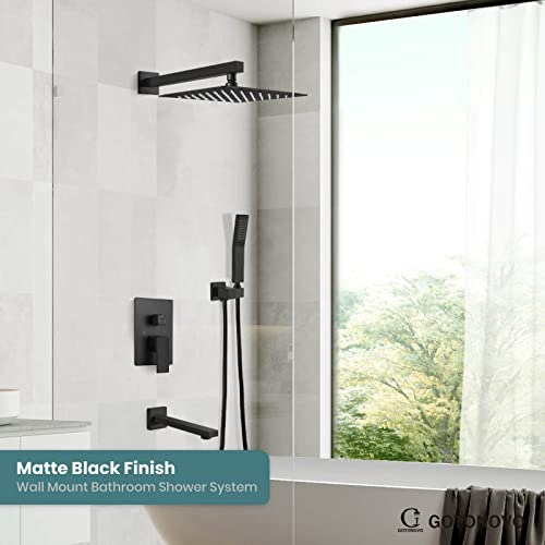 Sistema Ducha Negra Mate Con Lluvia Combo Baño