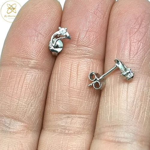 Imagen 2 de 4 de Aros Plata Y Oro Piedra Cubic