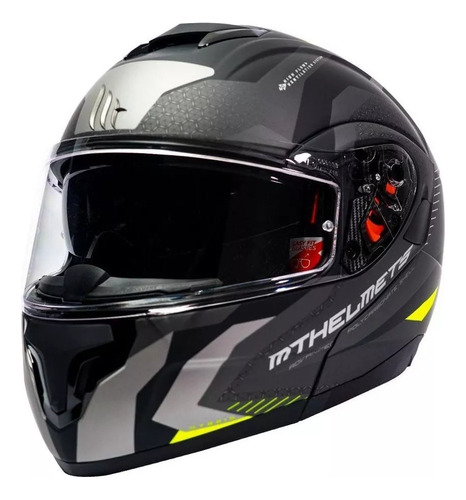 Casco Moto Rebatible Mt Atom Hybrid F2 Amarillo Mate - Brm