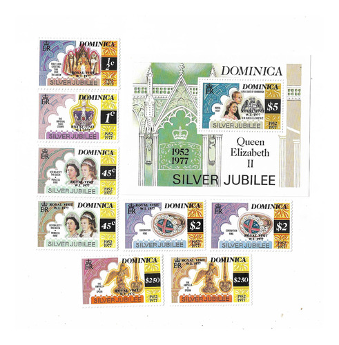 Caribe - Dominica 1977 - Serie Mint Completa 539/46 + Hb #46