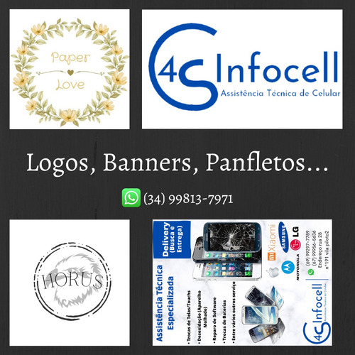 Imagem 1 de 1 de Logos, Banners, Panfletos, Cartões De Visitas