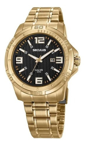Relógio Dourado Seculus Masculino 20621gpsvda2