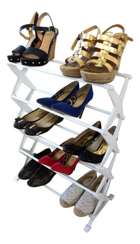 Zapatera Organizador Rack 5 Niveles Facil De Armar 15 Pares Color Blanco