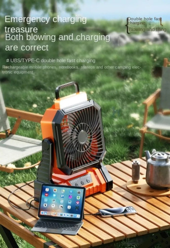 Ventilador De Camping Recargable De 20000 Mah, Gran