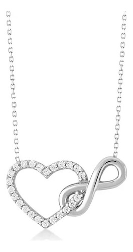 Collar Cadena Con Dije Corazon Infinito Plata 925 Zirconias