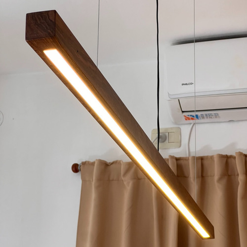 Lampara Colgante Lineal De Techo 220cm Led Madera Guayubira