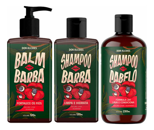 Kit Balm Shampoo Barba E Shampoo Cabelo Guaraná Don Alcides