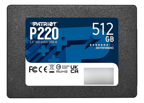 Hd Ssd Patriot P220 2.5 Pol 512gb Sataiii P220s512gs25 Cor Preto