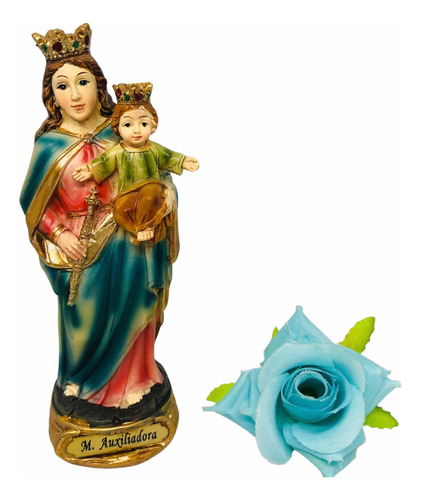 Virgen María Auxiliadora En Porcelana 12 Cm + Novena