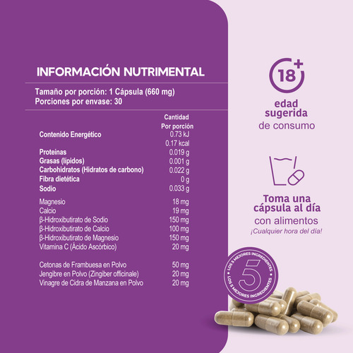 Lifeed5 Keto 30 Caps Jengibre, Vinagre Manzana Y Vitamina C
