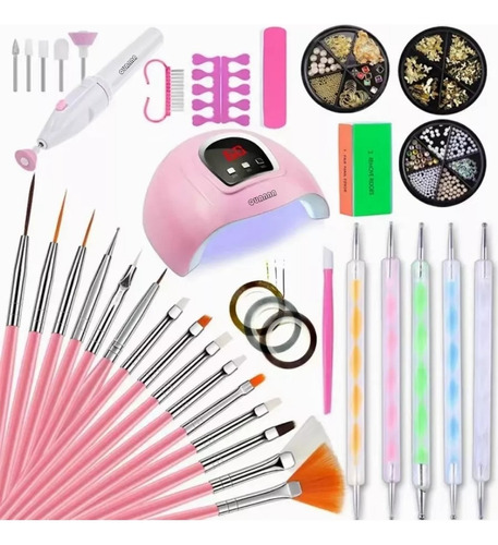 Kit De Uñas Lámpara  Quanna  Led Con Lámpara Uv Portátil,mini Juego De Herramientas De Manicura, Juego De Arte De Uñas, Taladro Eléctrico Para Uñas Regalo Perfecto Para Familiares Y Amigos 54w18 Luz P