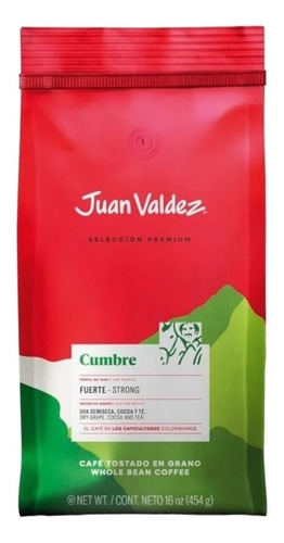 Café Juan Valdez Cumbre Tostado En Grano De 454grs