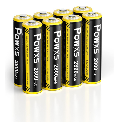 Powxs Baterias Recargables Aa, Baterias Aa Precargadas Ni-mh