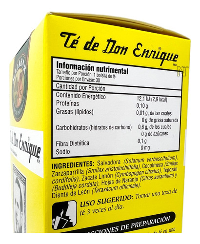 Imagen 2 de 2 de Té De Don Enrique (30 Bolsitas) Malabar